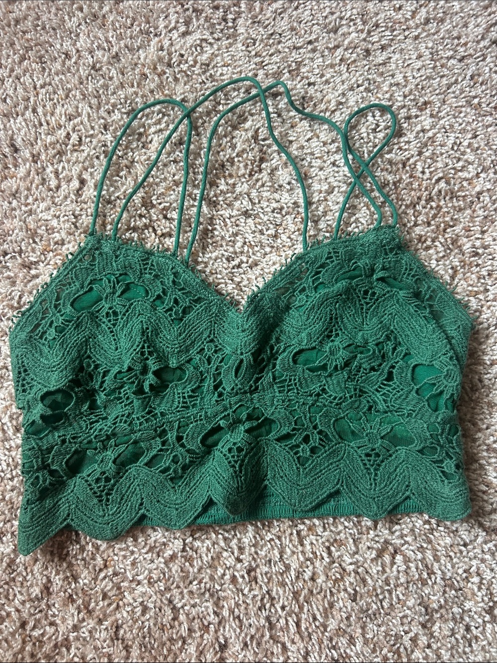 Free People Lace Bralette Crop Top Green